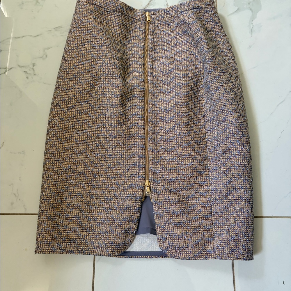 J. Crew Lavender-Blend Tweed Zip-Front Pencil Skirt - Picture 2 of 5
